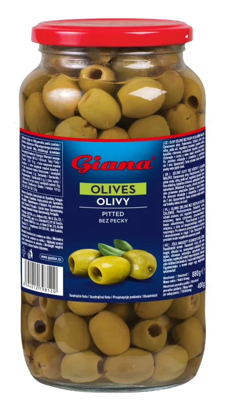 Masline zelene bez koštica 880/400g, Giana