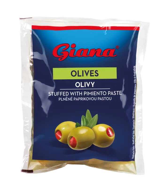 Masline zelene punjene paprikom 195/80g, Giana