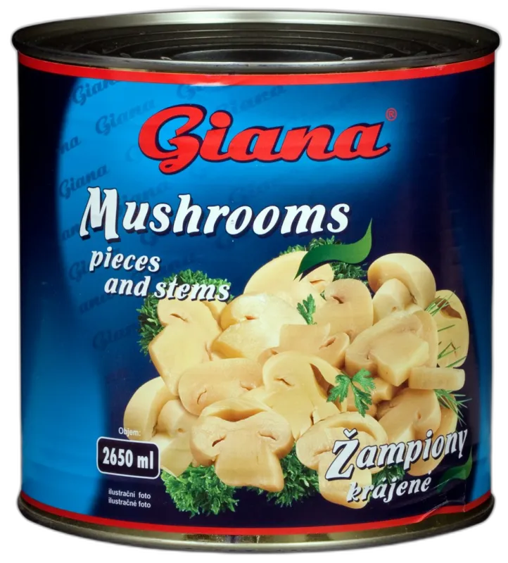 Šampinjoni komadi i peteljke 2550/1200g, Giana