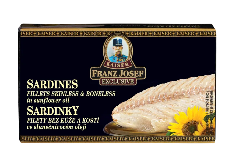 Sardines fillets skinless boneless in vegetable oil 90/63g, FJK