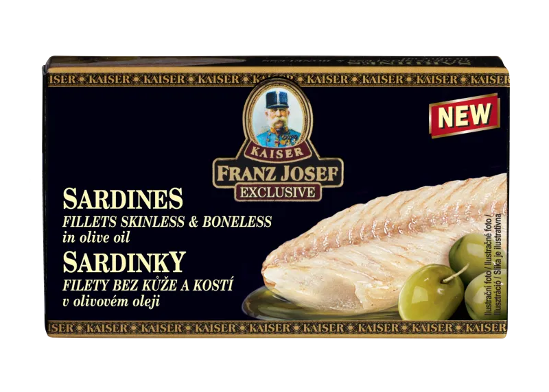 Sardines fillets skinless boneless in olive oil 90/63g, FJK